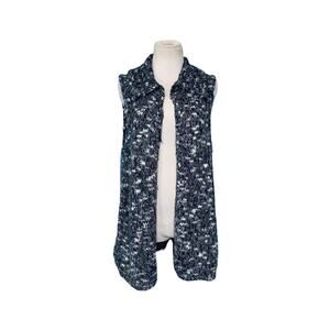 Chico's marbled black knit sweater vest shrug cardigan size 2- large